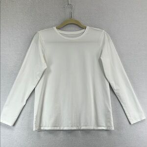 Pure Jill Pima Cotton Tee Sz S Petite White Peru  Cotton/Spandex Long Sleeve EUC